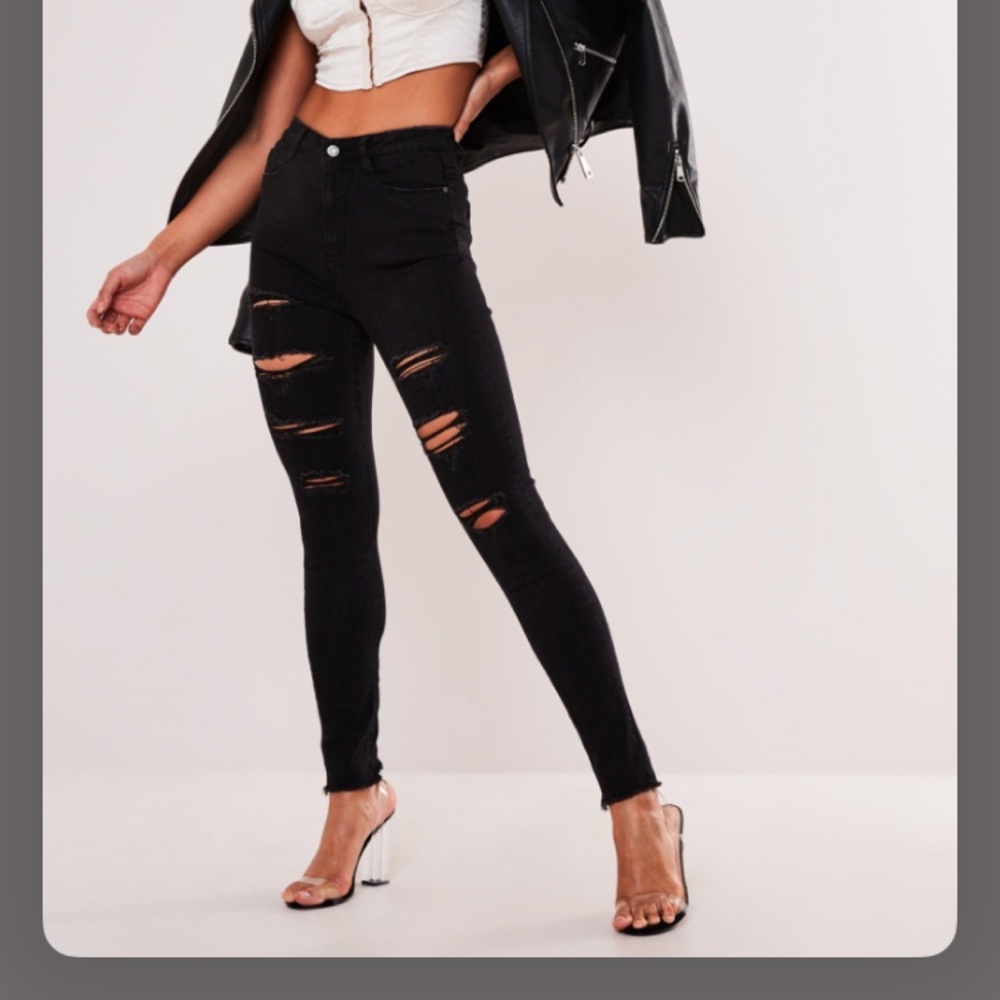 Express black ripped skinny jeans